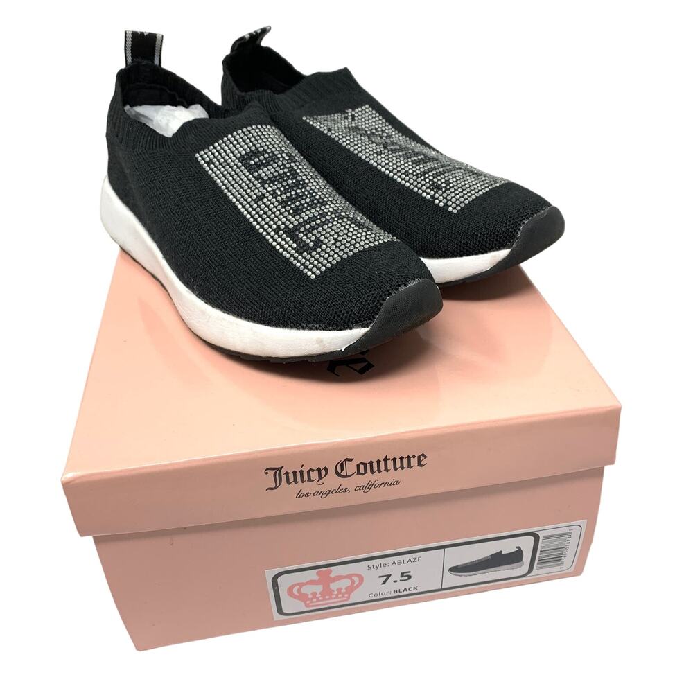 Juicy Couture Sneakers Women's Size 7.5 Ablaze Embellished Rhinestone Black